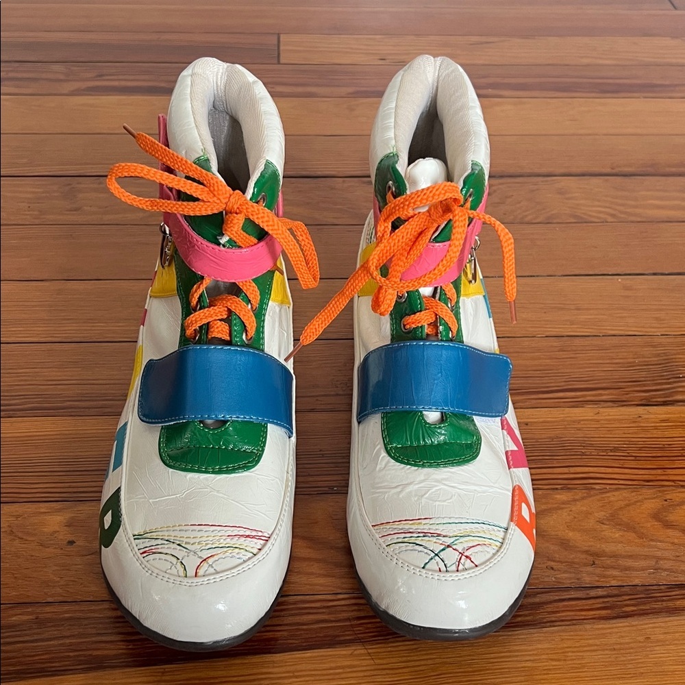 Statement RYD Multicolored High Top Sneakers - Rainbow Retro Vibe Size 10 - Picture 2 of 10